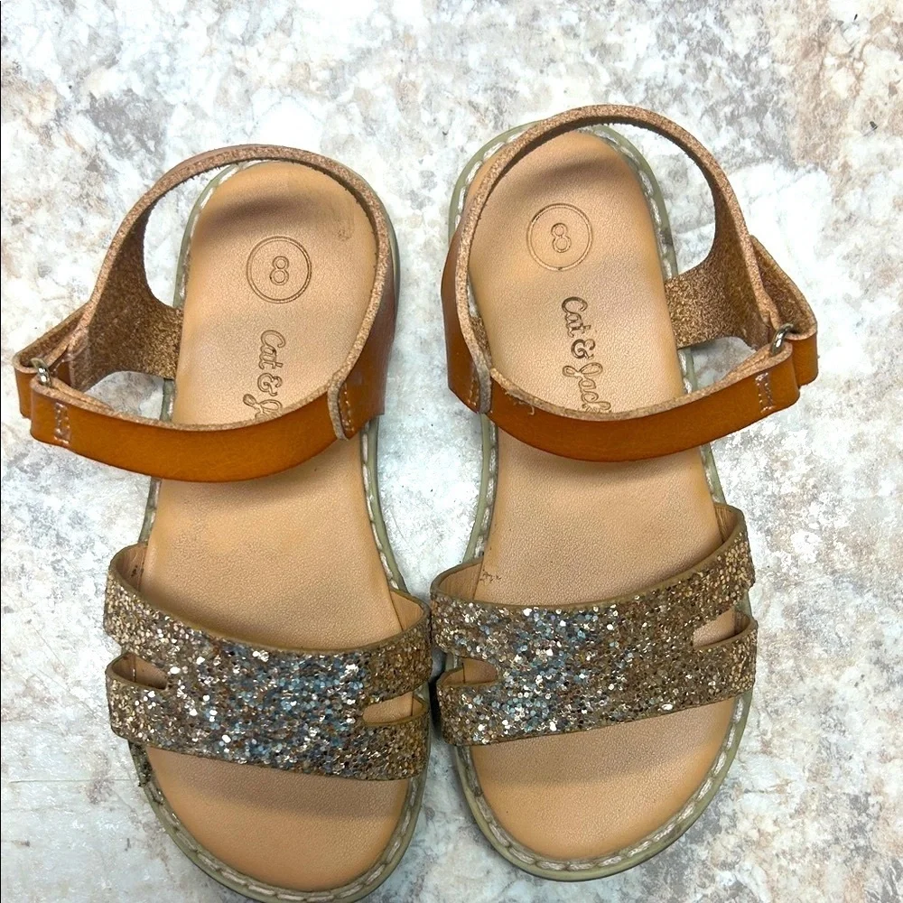 Cat & Jack Glittery Tan Kids Sandals